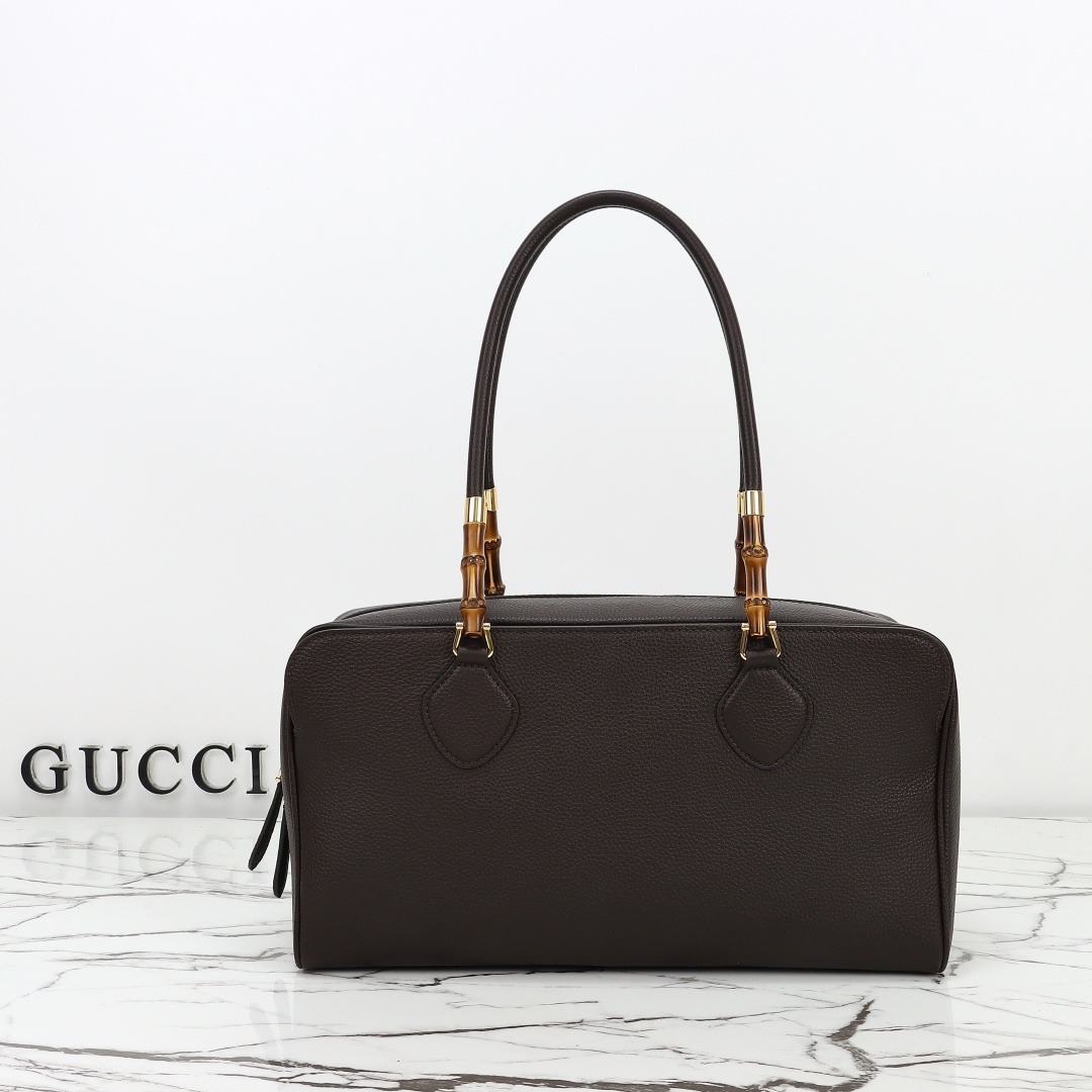 Gucci Large Boston Bag with Bamboo-Detail Handles, Dark Brown โ A006OD