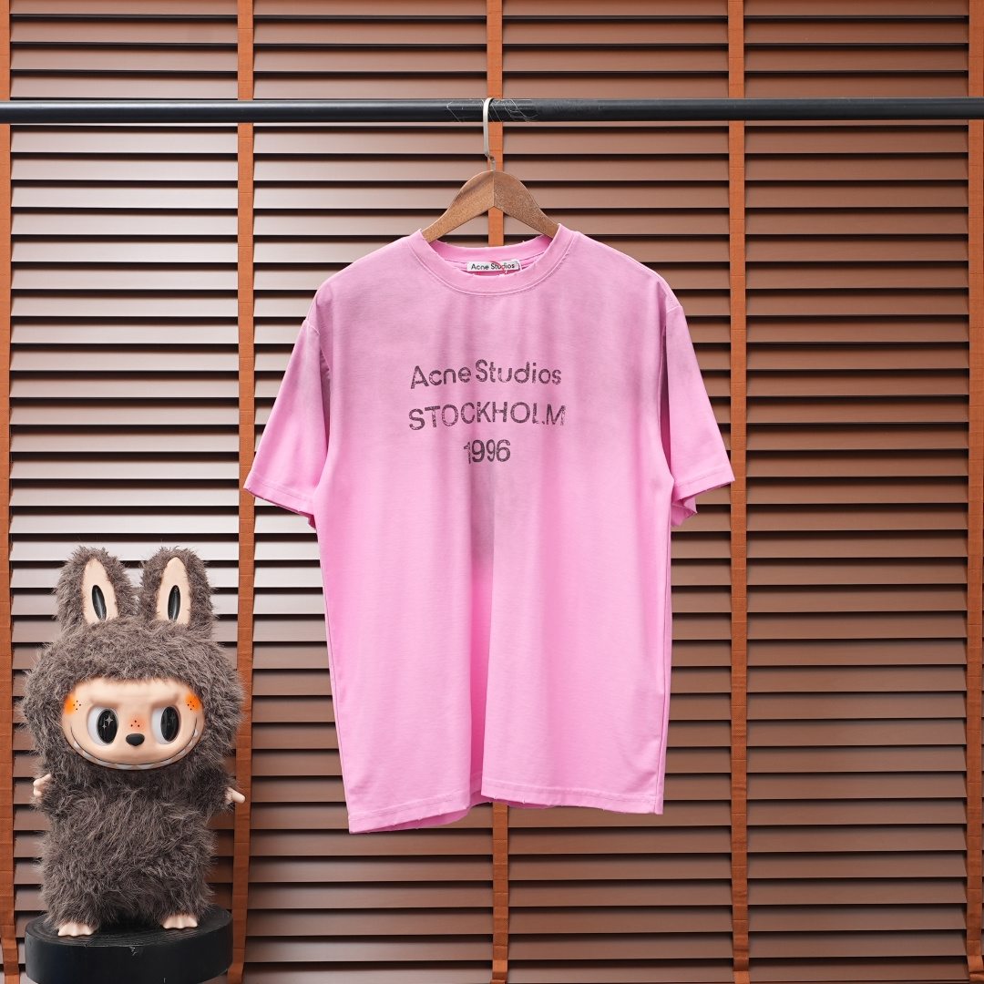 Acne Studios T-Shirt — Pink / Black Lettering
