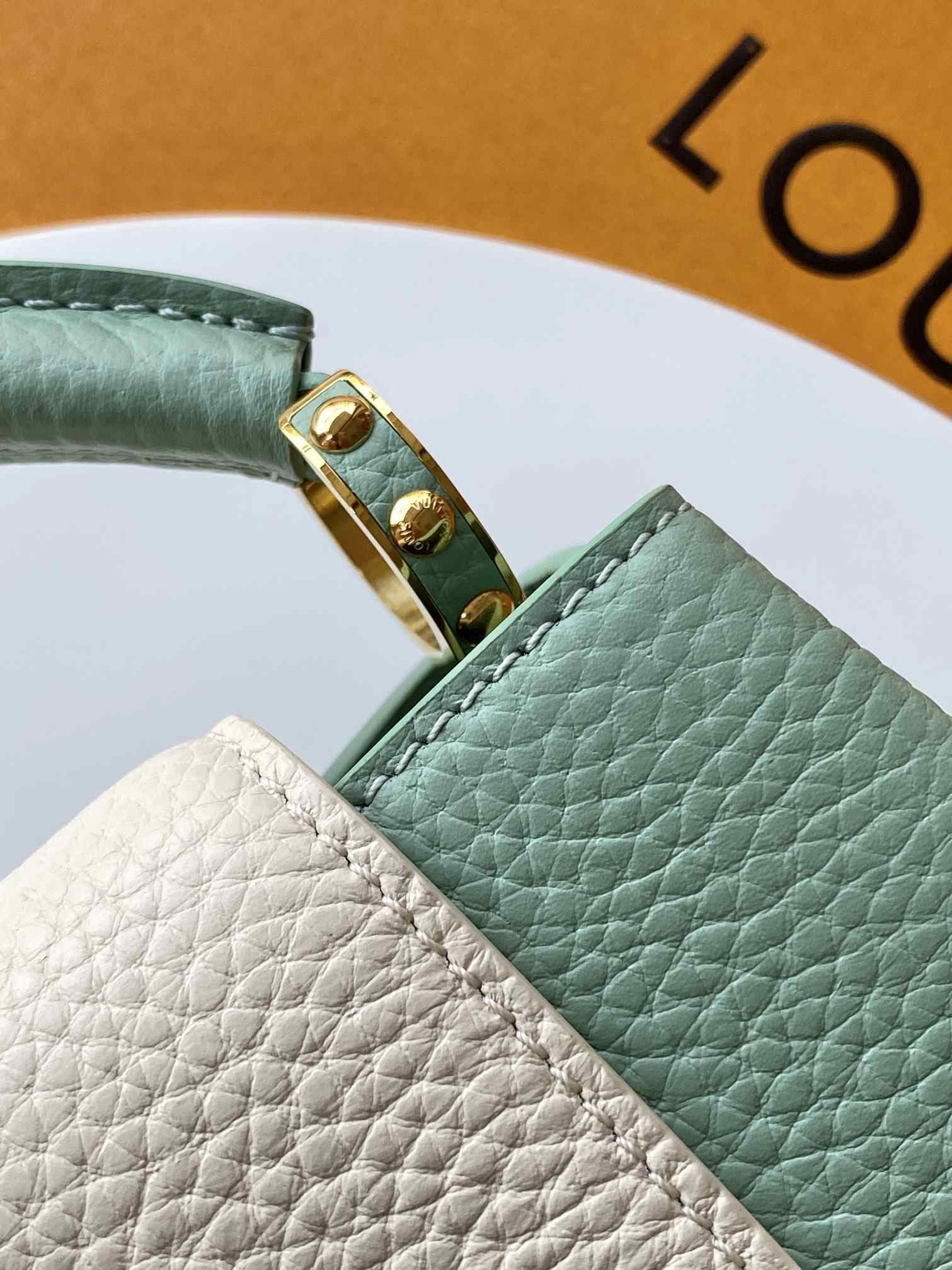 Louis Vuitton Capucines Mini Top-Handle Bag in Green and White