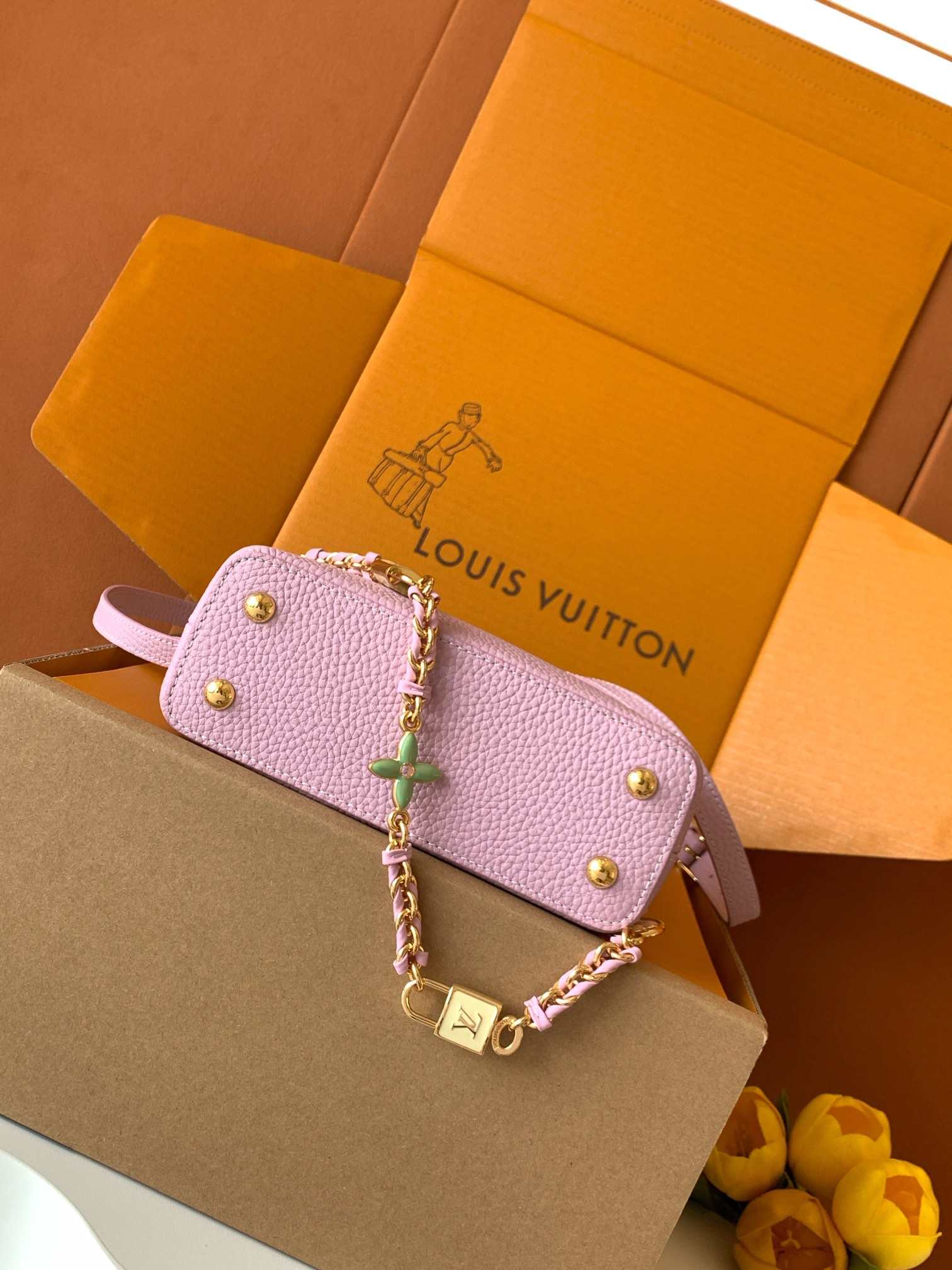 Louis Vuitton Capucines Mini Top-Handle Bag in Pink and White