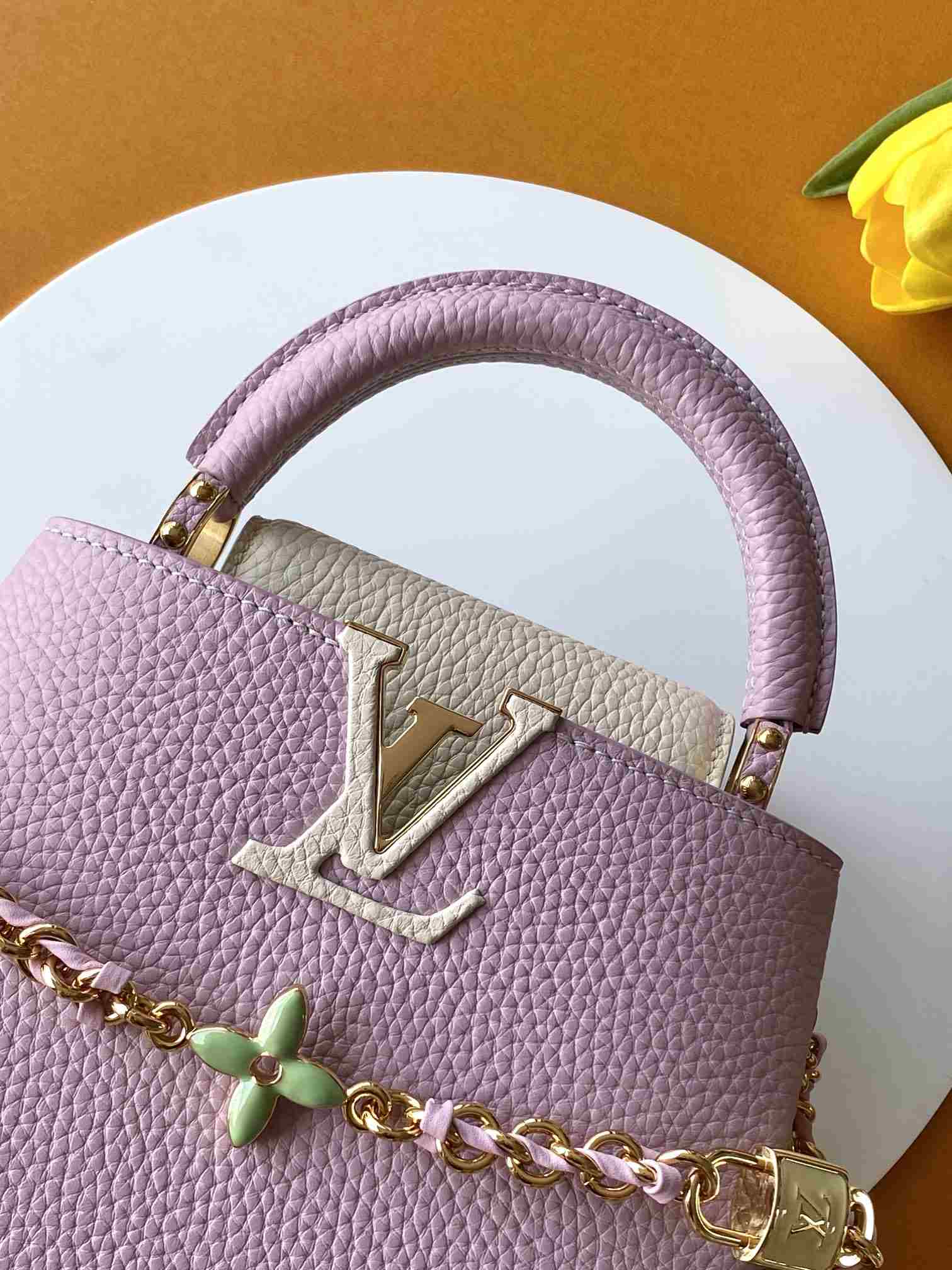 Louis Vuitton Capucines Mini Top-Handle Bag in Pink and White