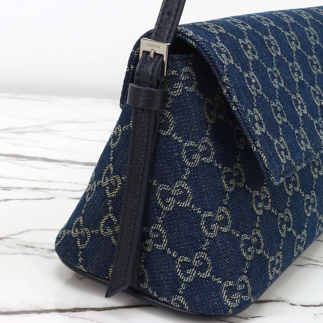 Gucci Madison Medium Shoulder Bag, Blue Denim-Style — 874744