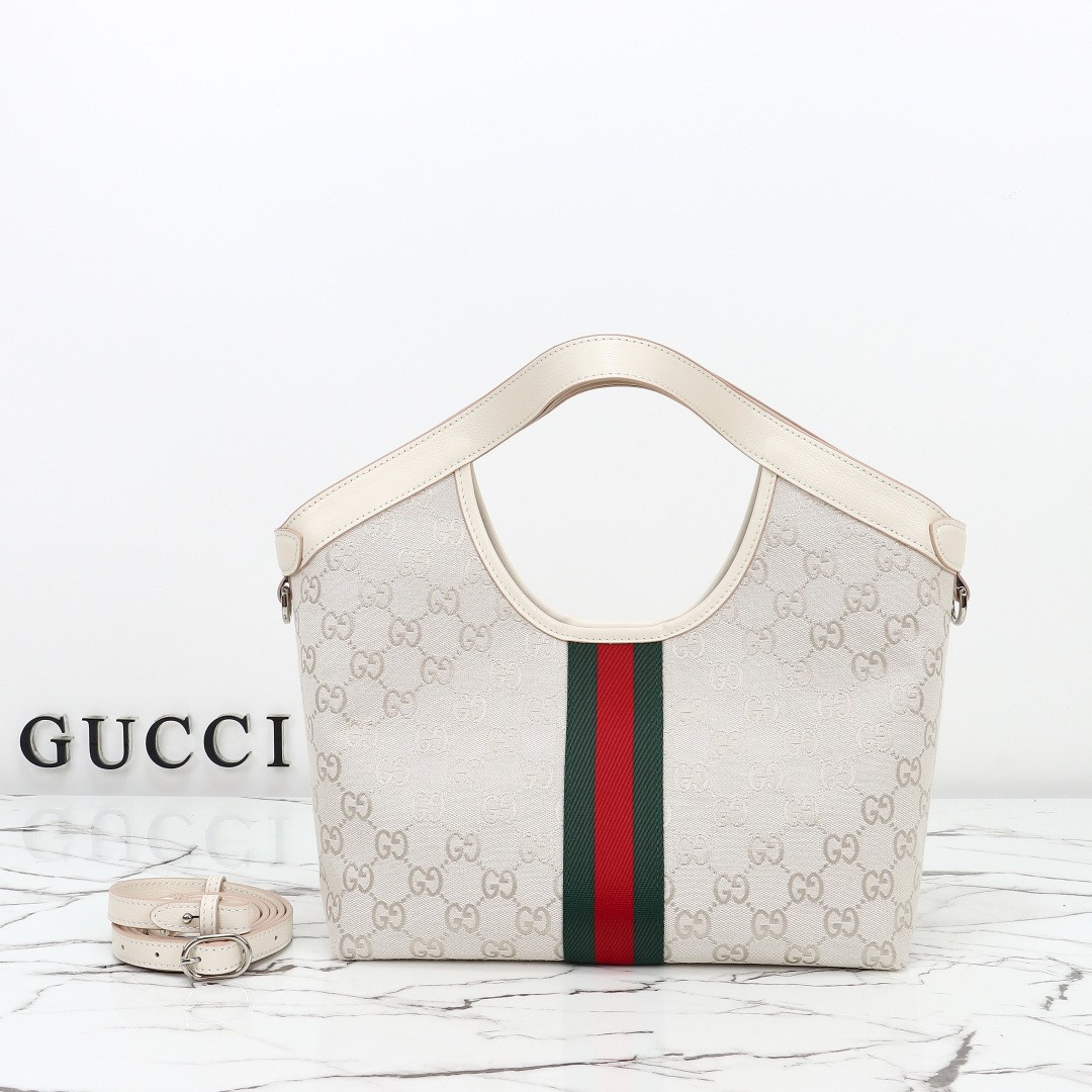 Gucci Giglio Small Tote Bag, White — 860845