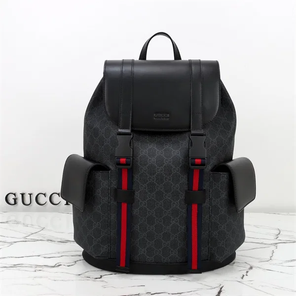 Gucci Black GG-Patterned Backpack — 495563