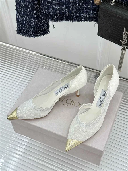 Jimmy Choo Pointed-Toe Lace Pumps