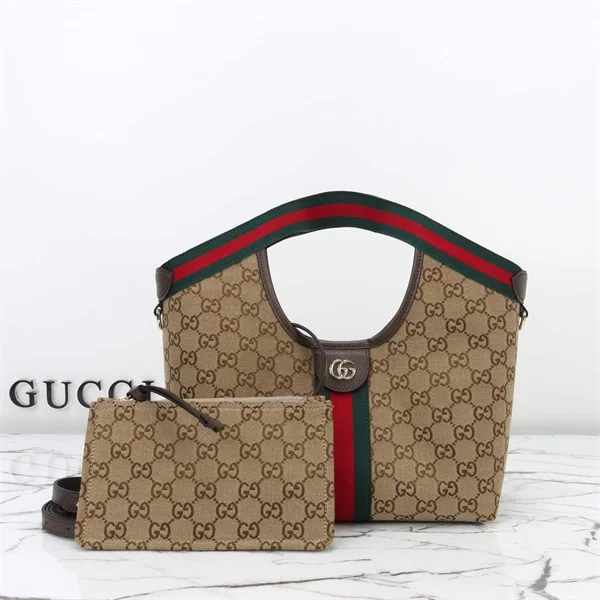 Gucci Giglio Small Tote Bag, Beige And Brown โ 860845